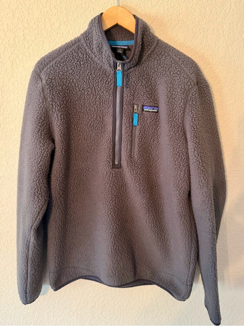 Patagonia Men's Retro Pile Fleece, Half Zip, Forge Gray, Size Medium, 22810